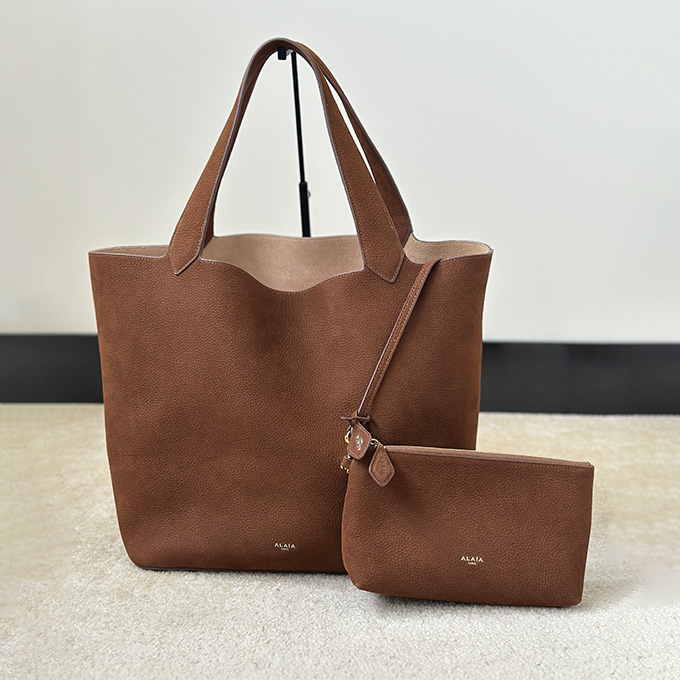 alaia le cabas large soft textured leather shopping tote handbag